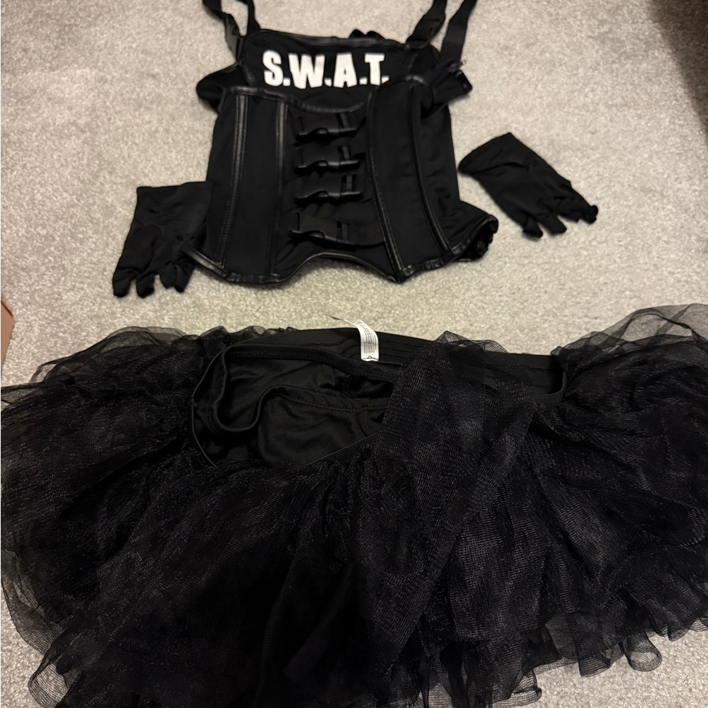 SWAT Costume with Black Tutu and Gloves
